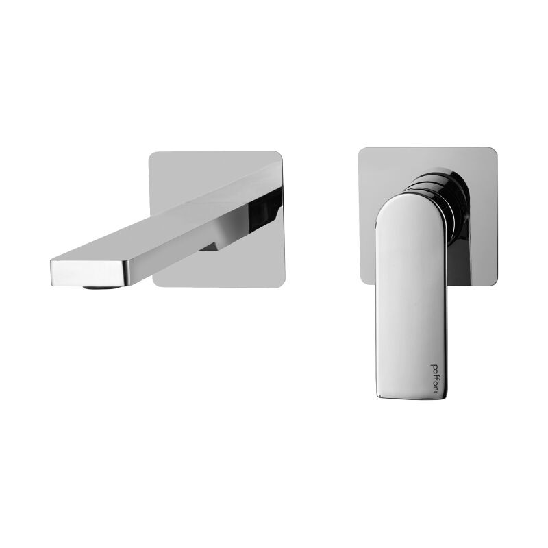 foto del prodotto paffoni miscelatore ad incasso per lavabo con bocca l. 150 mm steel looking serie tango ta104st70 ottone steel looking