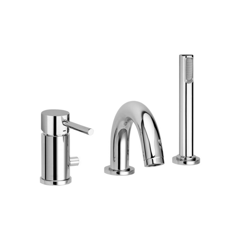 foto del prodotto paffoni miscelatore bordo vasca con portata maggiorata steel looking serie stick sk047st ottone steel looking