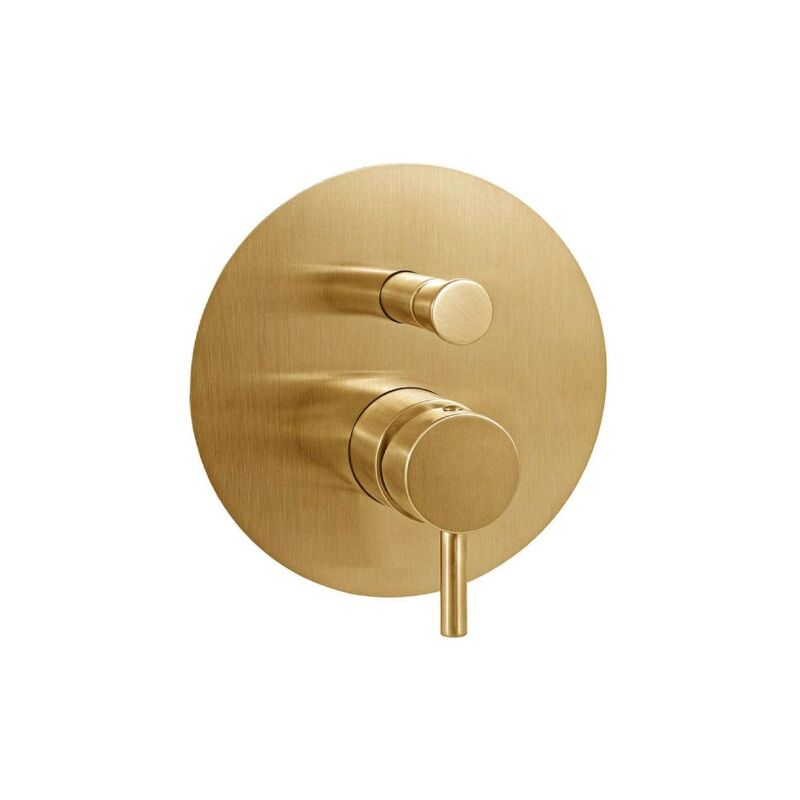 foto del prodotto paffoni miscelatore doccia honey gold spazzolato ad incasso con due uscite 200 mm serie light lig015hgsp ottone honey gold spazzolato