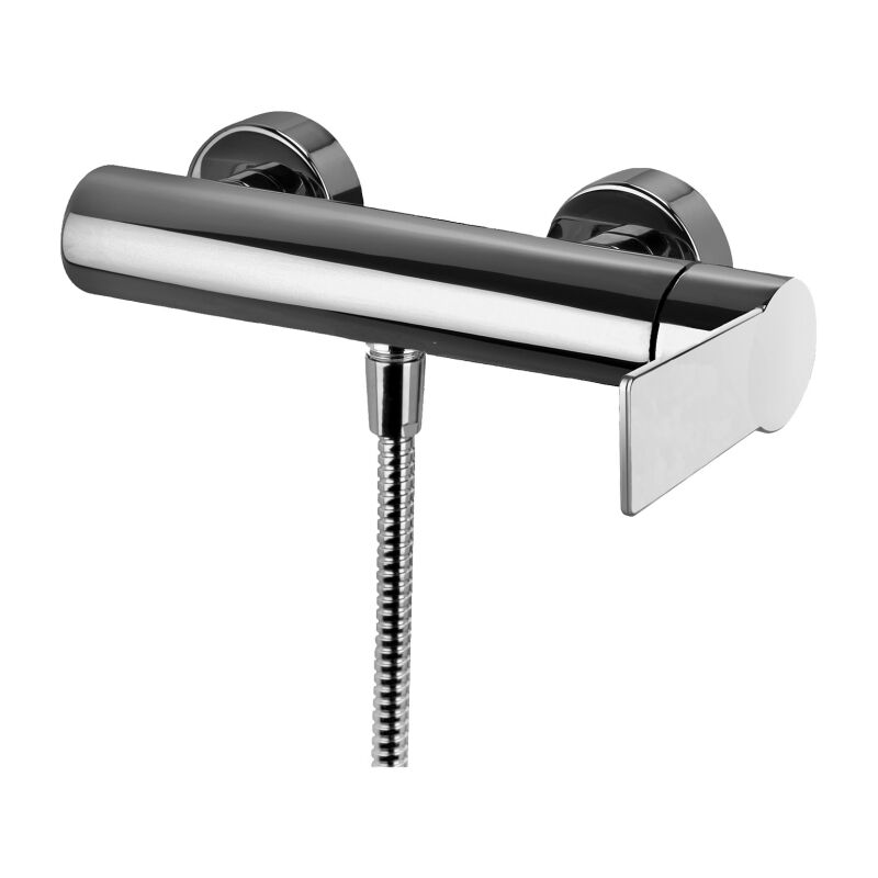 foto del prodotto paffoni miscelatore esterno per doccia con attacco inferiore 1 2g steel looking serie tango ta168st ottone steel looking