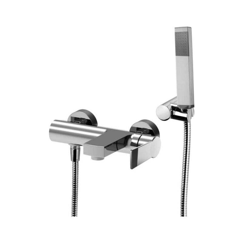 foto del prodotto paffoni miscelatore esterno per vasca con doccetta steel looking serie tango ta023st ottone steel looking