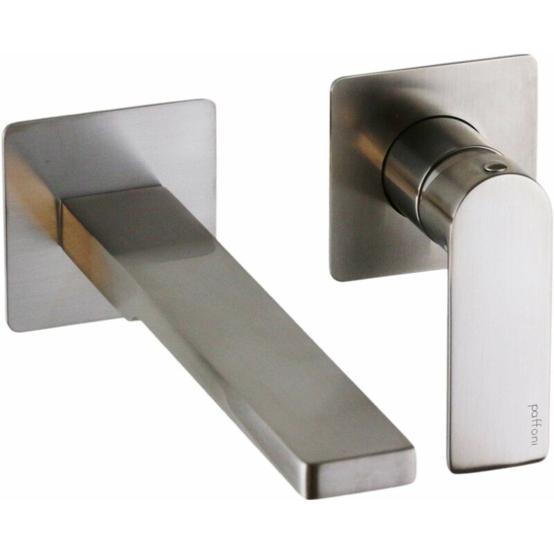 foto del prodotto paffoni miscelatore incasso parete per lavabo bocca 20 cm colore acciaio spazzolato tango ta105st70 200 mm steel looking