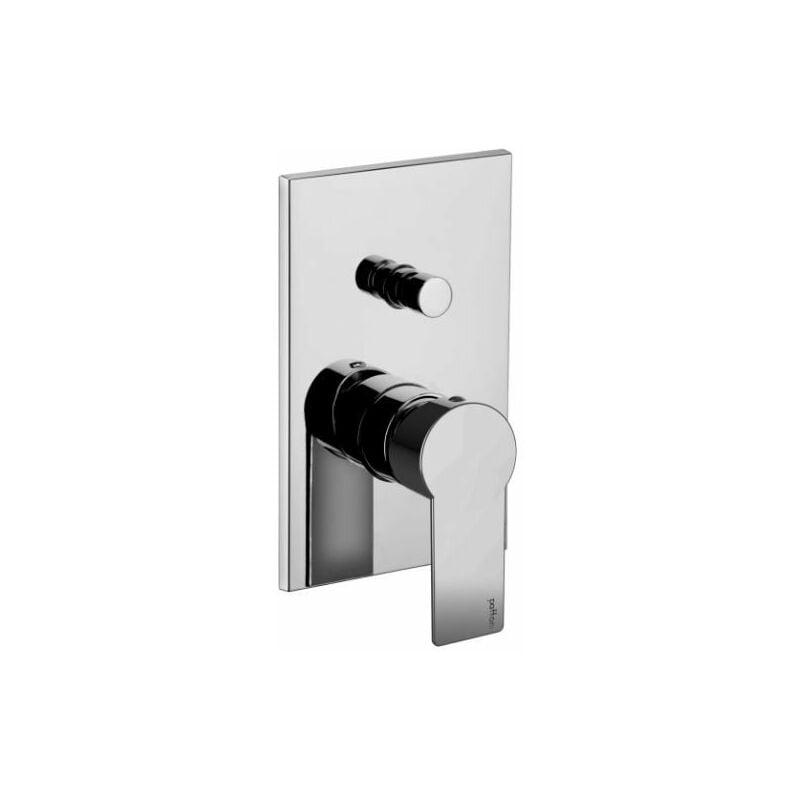 foto del prodotto paffoni miscelatore incasso per doccia con deviatore a pulsante, piastra in acciaio inox, steel looking serie tango ta015st m ottone steel looking