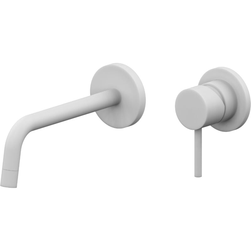 foto del prodotto paffoni miscelatore lavabo ad incasso bianco opaco, con bocca l.248 mm serie light lig007bo70 ottone bianco opaco
