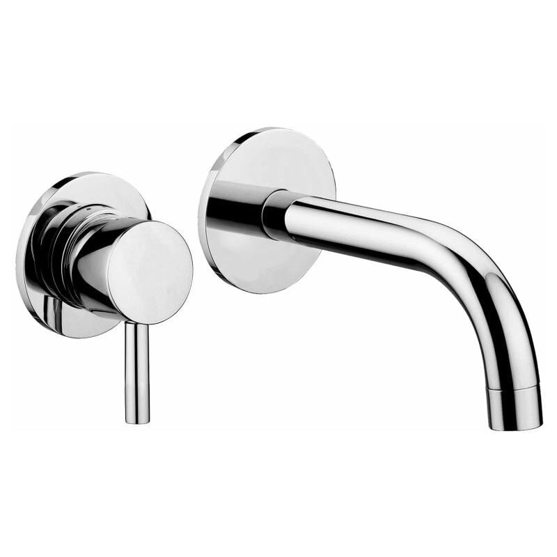 foto del prodotto paffoni miscelatore lavabo ad incasso con bocca l. 175 mm steel looking serie stick sk006st70 ottone steel looking