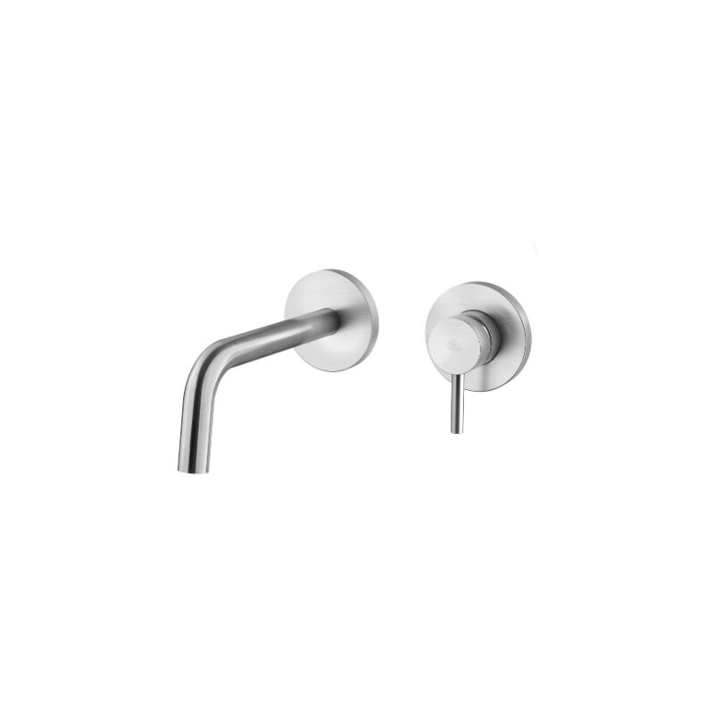 foto del prodotto paffoni miscelatore lavabo ad incasso con bocca l. 178 mm, steel looking serie light lig006st70 ottone steel looking