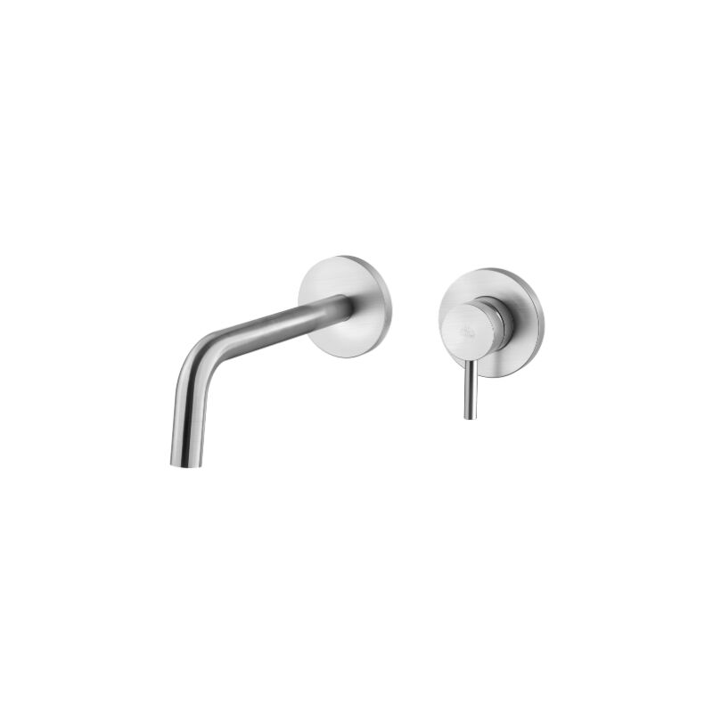 foto del prodotto paffoni miscelatore lavabo ad incasso con bocca l. 248 mm, steel looking. serie light lig007st70 ottone steel looking