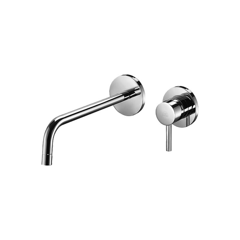 foto del prodotto paffoni miscelatore lavabo ad incasso con bocca l. 248 mm, steel looking serie light lig106st70 ottone steel looking