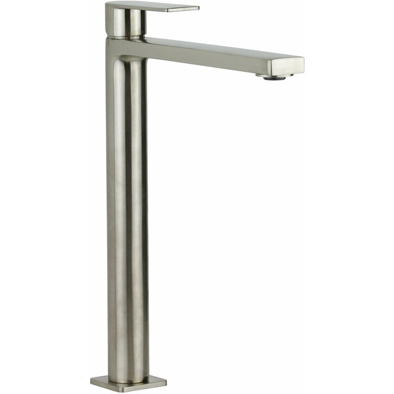 foto del prodotto paffoni miscelatore lavabo canna alta in colore acciaio spazzolato tango ta081st senza piletta di scarico steel looking