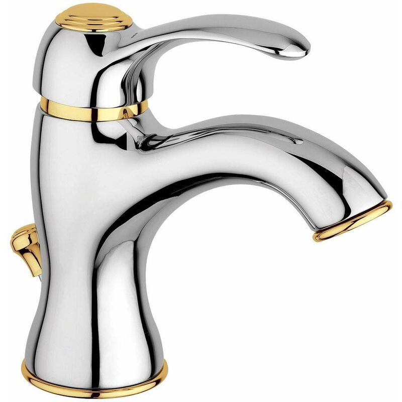 foto del prodotto paffoni miscelatore lavabo colore cromo oro con piletta di scarico 1 1 4 flavia fa075co cromo oro flavia
