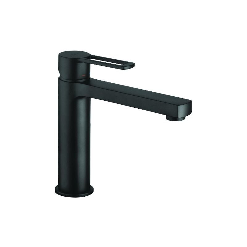 foto del prodotto paffoni miscelatore lavabo con bocca lunga 16 cm colore nero opaco ringo rin074no nero opaco ringo senza piletta di scarico