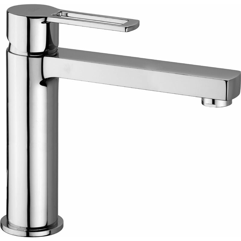 foto del prodotto paffoni miscelatore lavabo con bocca lunga 16 cm ringo rin074cr cromo ringo senza piletta di scarico