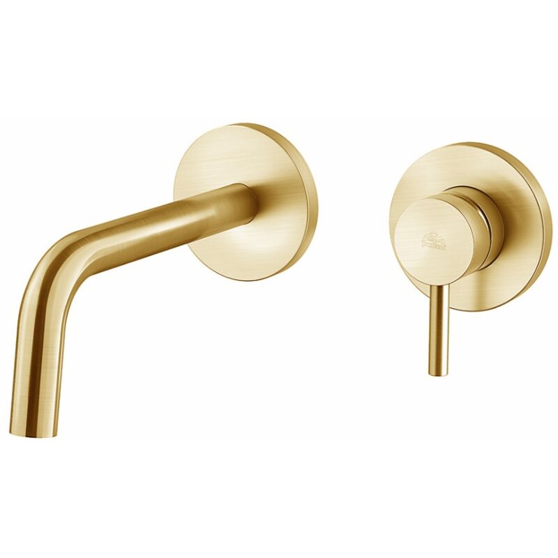 foto del prodotto paffoni miscelatore lavabo honey gold spazzolato ad incasso con bocca l. 248 mm serie light lig106hgsp70 ottone honey gold spazzolato
