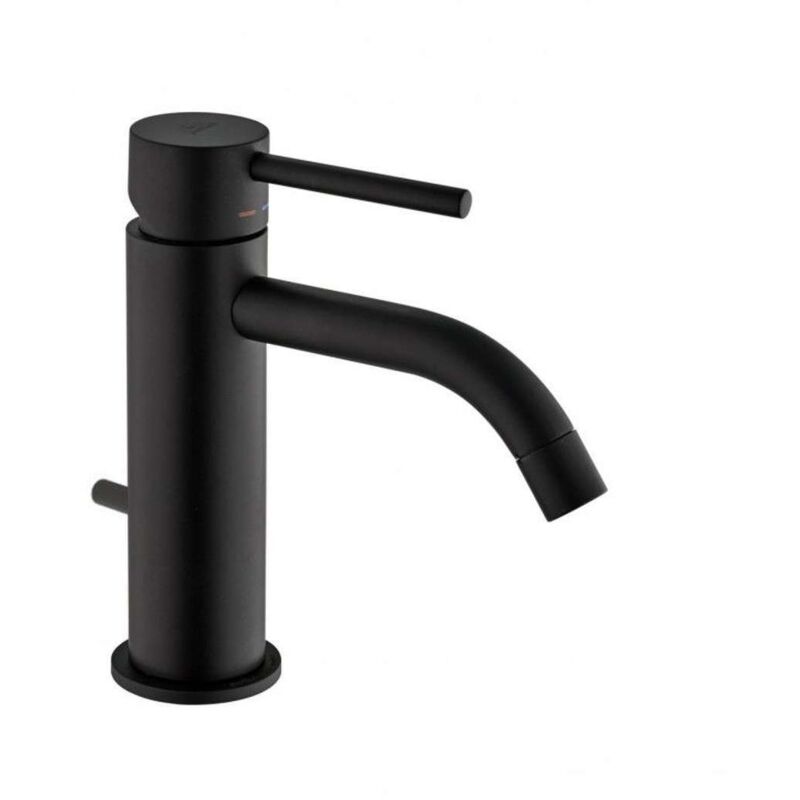 foto del prodotto paffoni - miscelatore lavabo in colore nero opaco con piletta di scarico 1'1 4 light lig075no nero opaco
