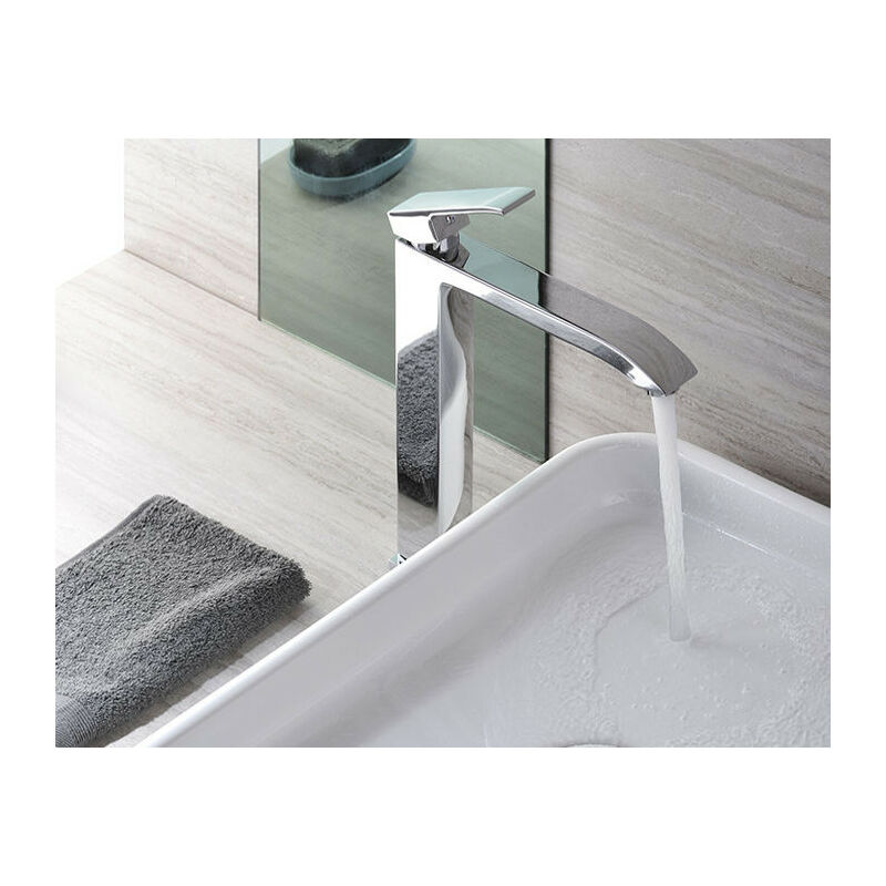 foto del prodotto paffoni miscelatore lavabo level alto senza scarico in ottone cromo di