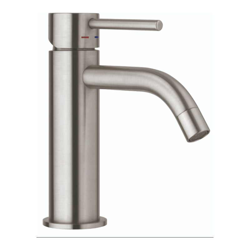 foto del prodotto paffoni miscelatore lavabo steel looking serie light lig071st ottone steel looking
