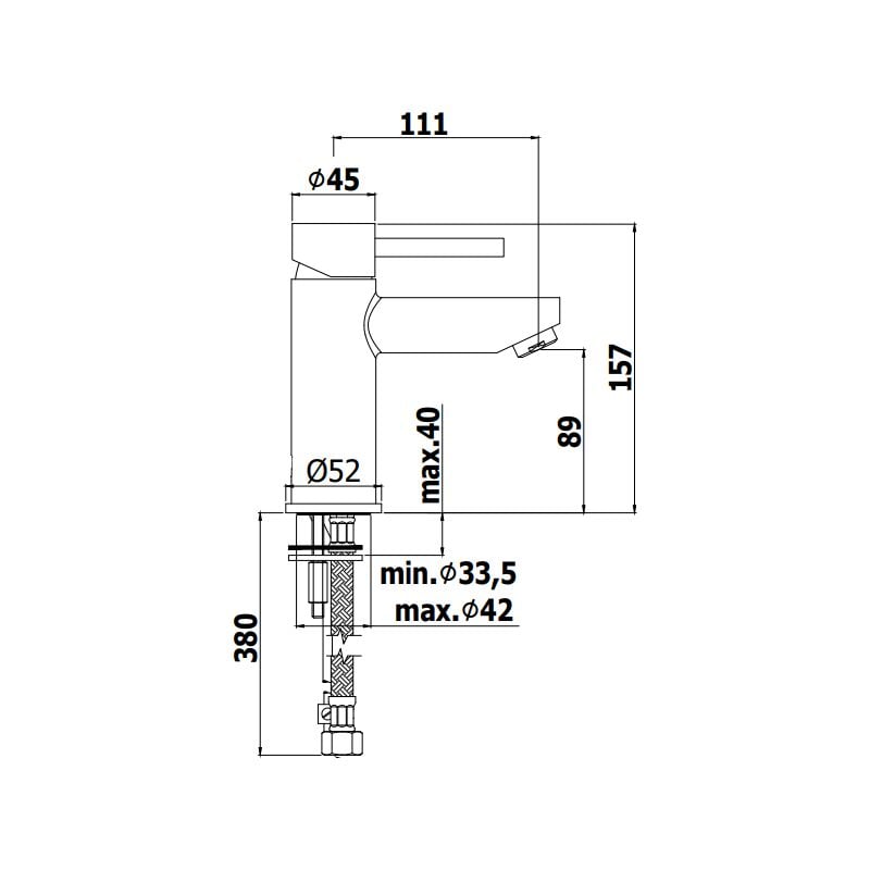 foto del prodotto paffoni miscelatore lavabo steel looking serie stick sk071hst ews ottone steel looking