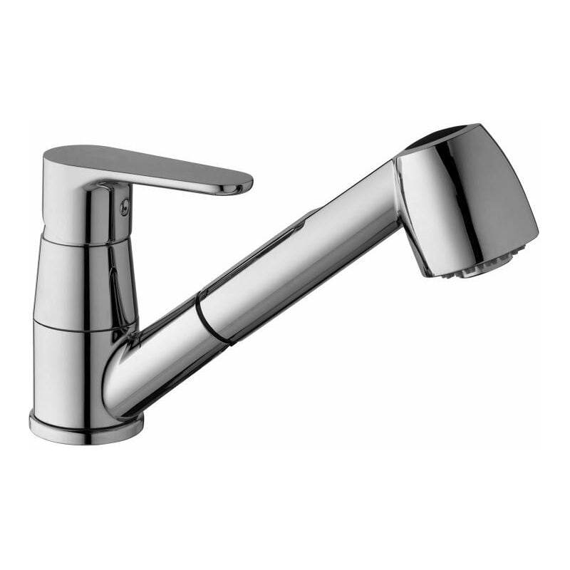 foto del prodotto paffoni miscelatore monocomando lavello cucina con doccino estraibile serie green gr183cr cromato ottone
