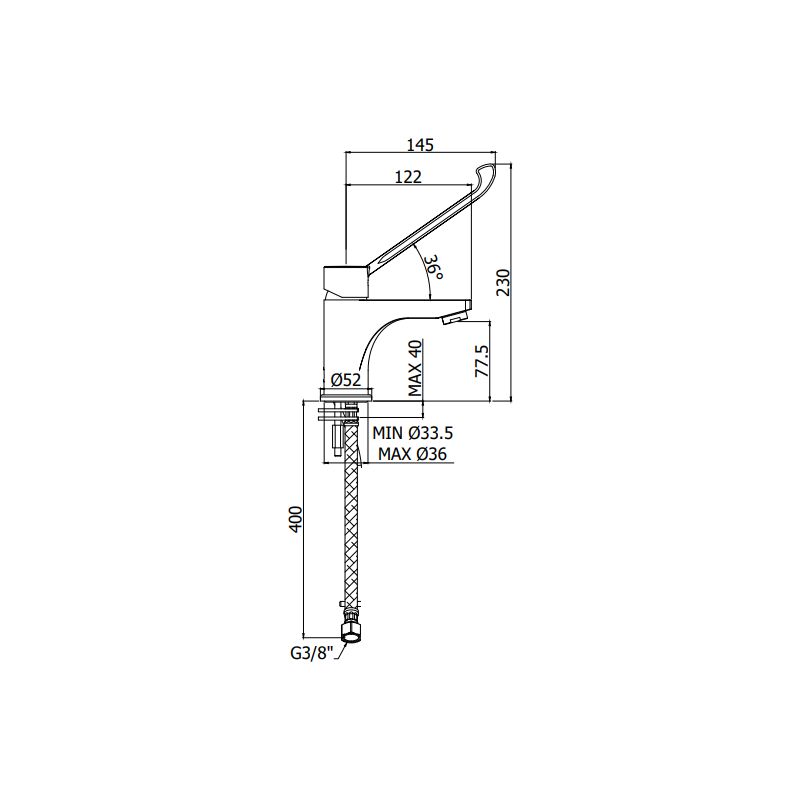 foto del prodotto paffoni miscelatore monocomando per lavabo con leva clinica serie red red301cr cromato ottone