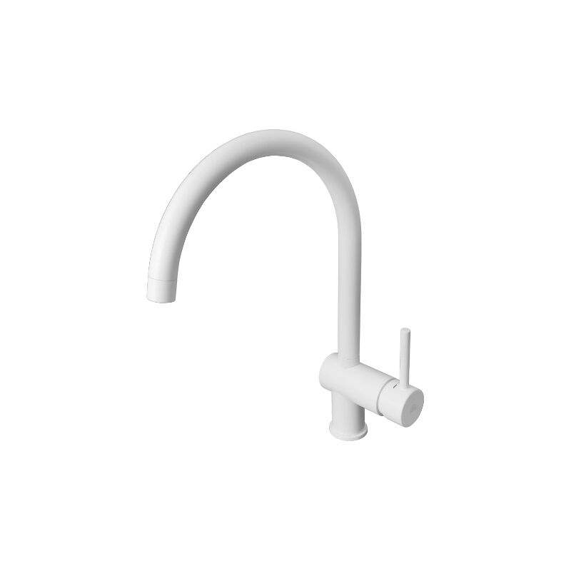 foto del prodotto paffoni miscelatore monocomando per lavello con canna orientabile bianco opaco serie light lig280bo ottone bianco opaco