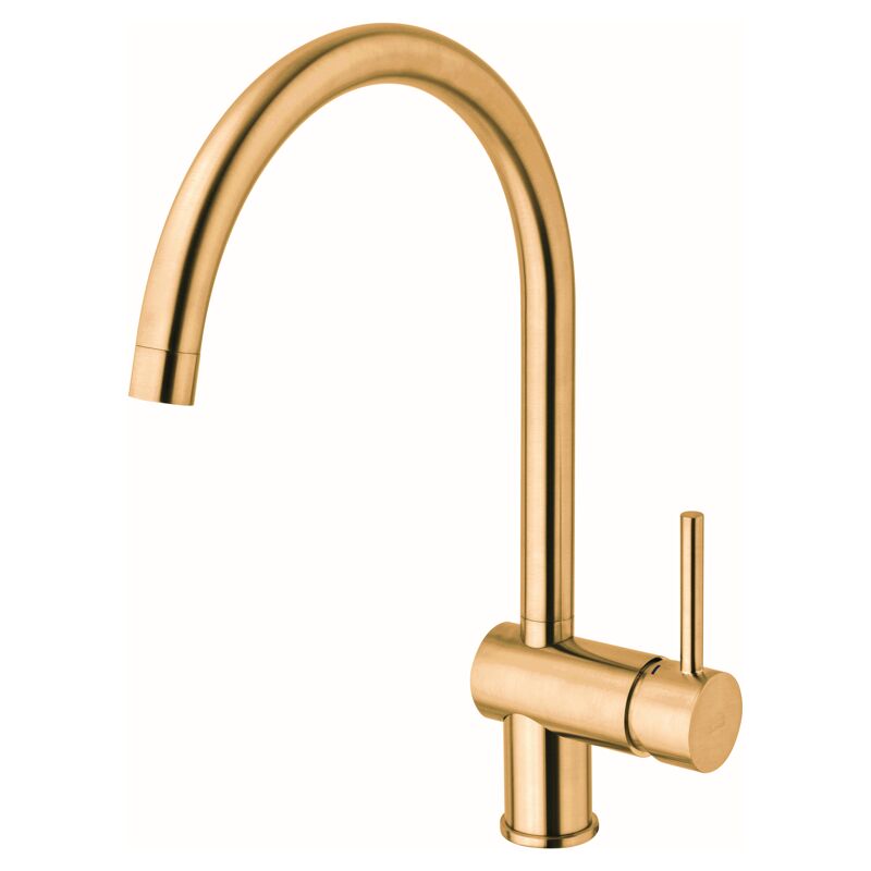 foto del prodotto paffoni miscelatore monocomando per lavello honey gold spazzolato con canna orientabile serie light lig280hgsp ottone honey gold spazzolato