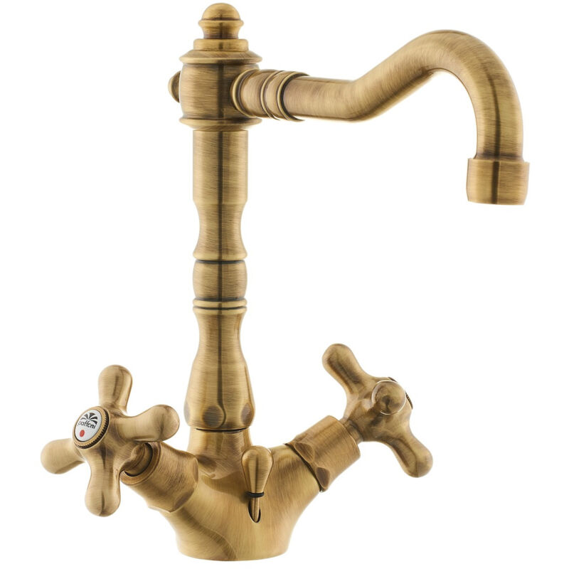 foto del prodotto paffoni miscelatore per lavabo paffoni ricordi xl con scarico e scarico a scomparsa, design vintage, bronzo ir085br 
