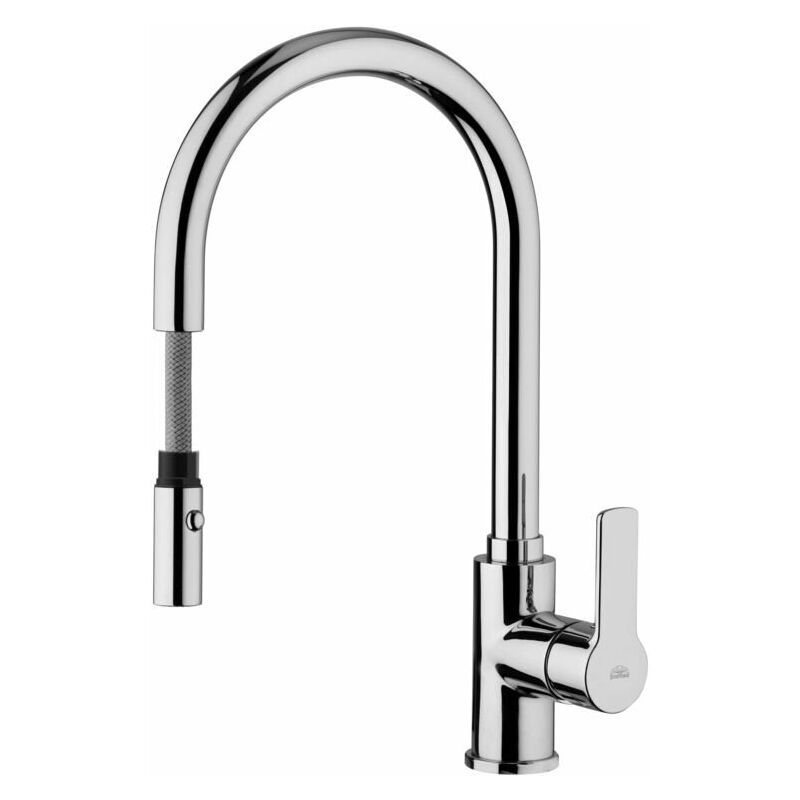 foto del prodotto paffoni miscelatore per lavello monocomando con doccetta estraibile serie red red285cr cromato ottone