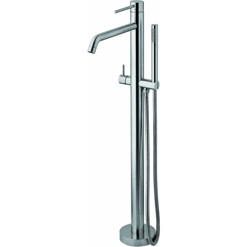 foto del prodotto paffoni miscelatore per vasca a pavimento serie light lig032st ottone standard steel looking
