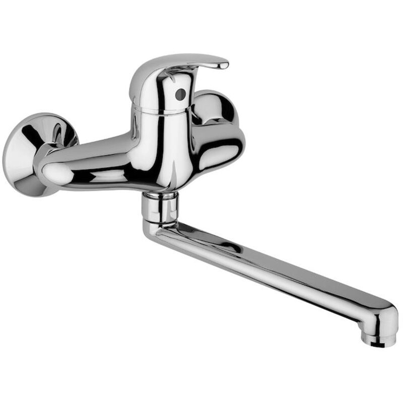 foto del prodotto paffoni nettuno due rubinetto cucina a parete con bocca girevole codice prod nd161cr
