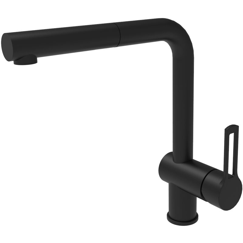 foto del prodotto paffoni ringo west miscelatore lavello monoforo con canna orientabile nero opaco codice prod rin185no