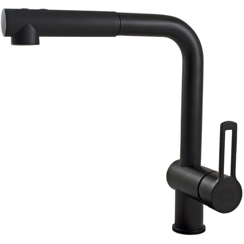 foto del prodotto paffoni ringo west miscelatore lavello monoforo con canna orientabile nero opaco codice prod rin285no