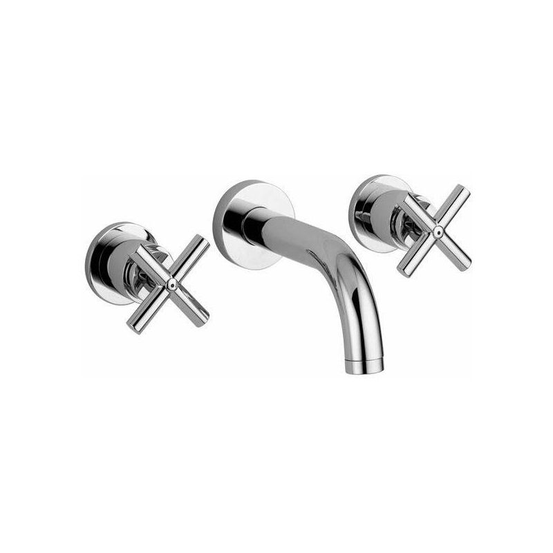 foto del prodotto paffoni rubinetto lavabo batteria 3 fori a parete quattro qtv008cr 245 mm