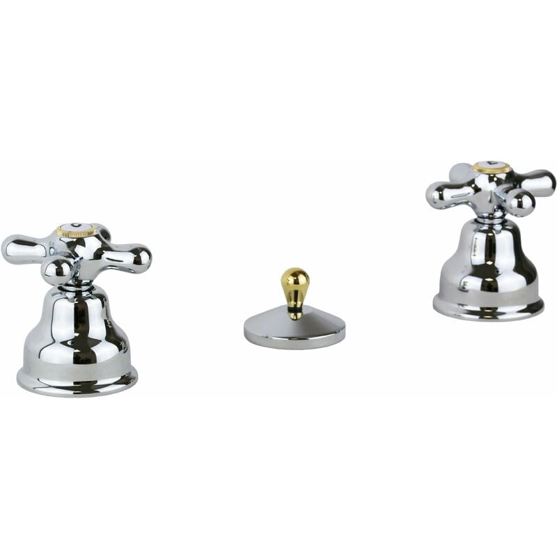 foto del prodotto paffoni rubinetto per bidet 3 fori colore cromo oro doppia leva iris irv116co cromo oro iris