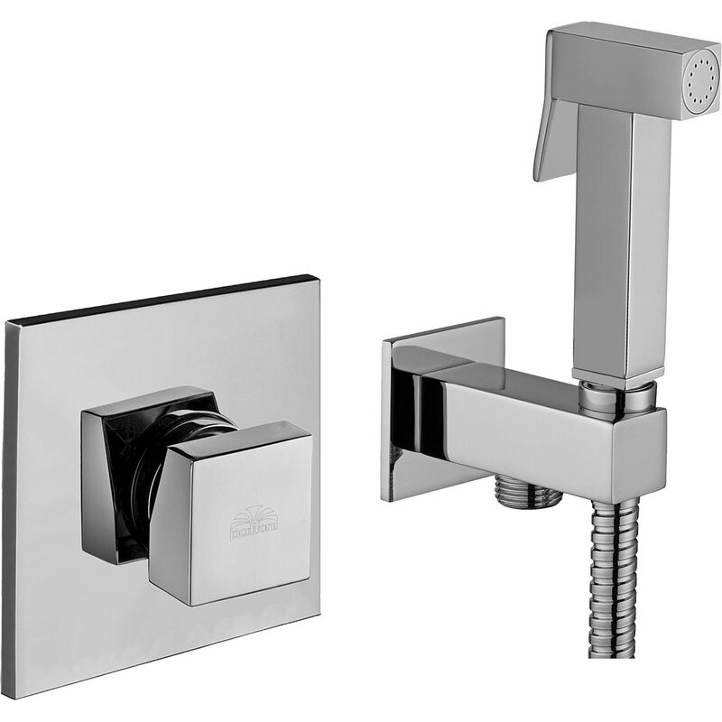 foto del prodotto paffoni - set bidet quadro completo di flessibile e supporto con presa acqua kitdup112cr cromo