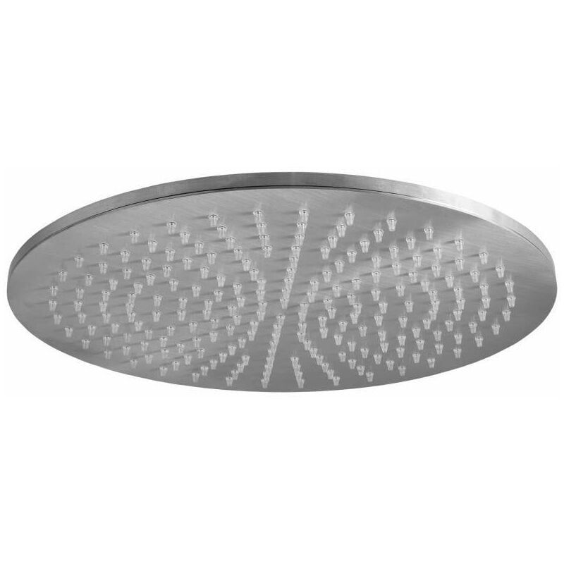 foto del prodotto paffoni soffione doccia in ottone modello tondo 300 mm in colore acciaio spazzolato light zsof079st steel looking
