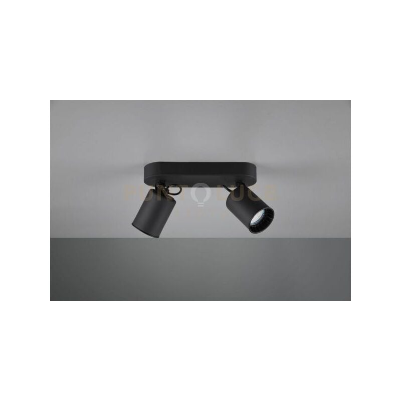 foto del prodotto pago barra 2 spots cilindri metallo nero l. 24cm 2 luci attacco gu10