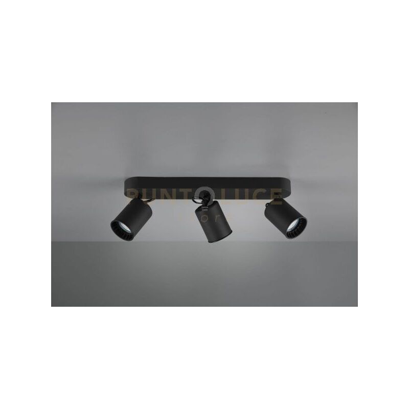 foto del prodotto pago barra 3 spots cilindri metallo nero l. 41cm 3 luci attacco gu10