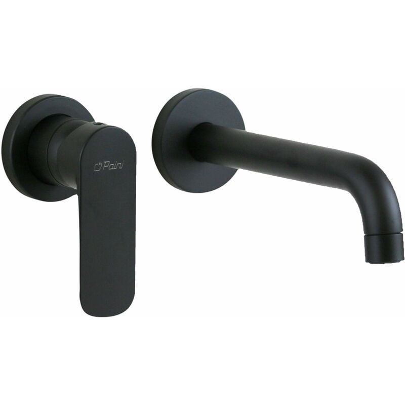 foto del prodotto paini france miscelatore lavabo a parete con bocca 20 cm in colore nero opaco paini nove 09yo208tc nero opaco