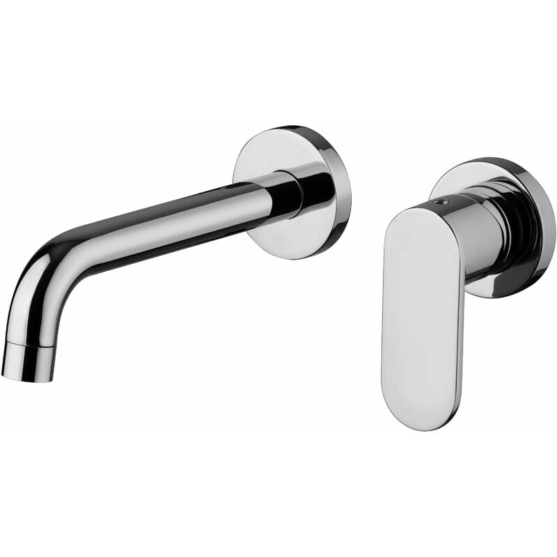 foto del prodotto paini france miscelatore lavabo a parete con piastre e bocca lunga 199 mm paini domus 18cr208 cromo