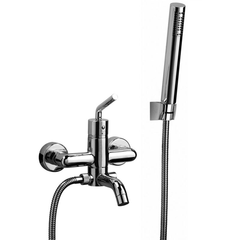 foto del prodotto paini france miscelatore vasca esterno con set doccia fisso paini pixel new 81cr100new cromo con set doccia
