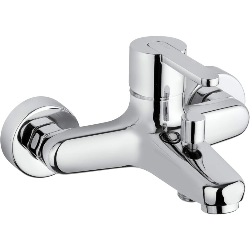 foto del prodotto paini gaia 105 rubinetto miscelatore bagno monocomando per vasca con doccetta 1 getto, supporto doccia snodato e flessibile silverflex 175 cm,