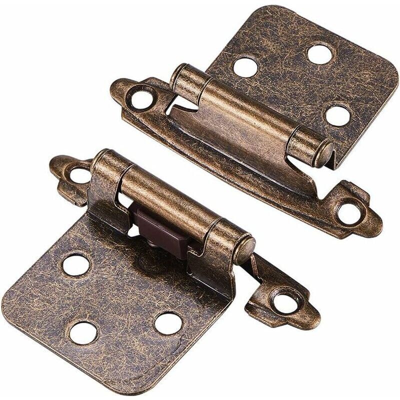 foto del prodotto paio di cerniere per mobili con viti, chiusura automatica, decorative, montaggio frontale, per ante di mobili da cucina con sovrapposizione variabile