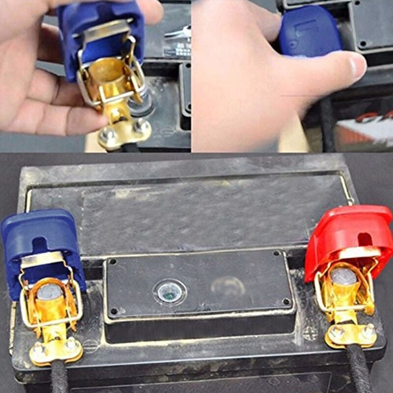foto del prodotto paio di connettori per terminali della batteria a sgancio rapido per auto, roulotte, barca, camper