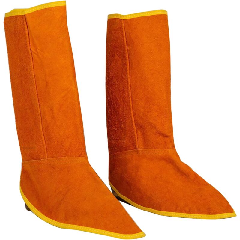 foto del prodotto paio di copriscarpe ignifughi in pelle di vacchetta, ghette protettive per scarpe da saldatura, protezione per il piede da saldatura, protezione di