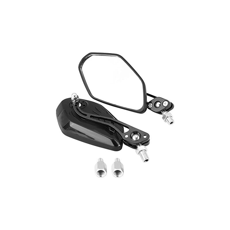 foto del prodotto paio di specchietti laterali universali per moto, manubrio in alluminio regolabile specchietti retrovisori laterali modello fiamma scooter moto 10mm