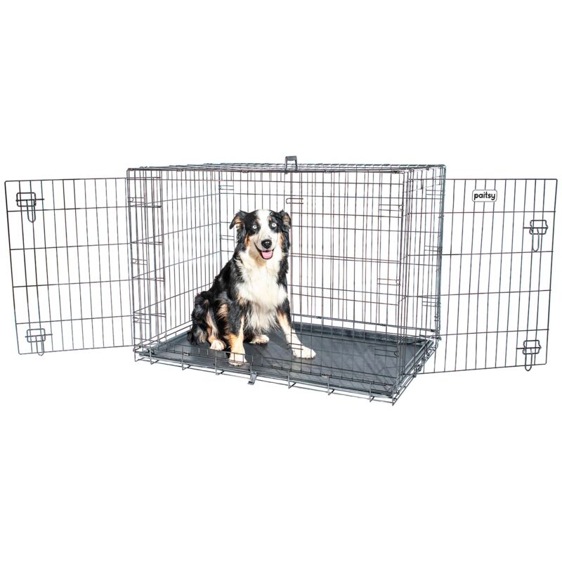 foto del prodotto paitsy gabbia per cani fortressooxl, trasportino per cani di taglia media, 107x71x77cm, pieghevole, 2 porte, vassoio rimovibile, uso interno