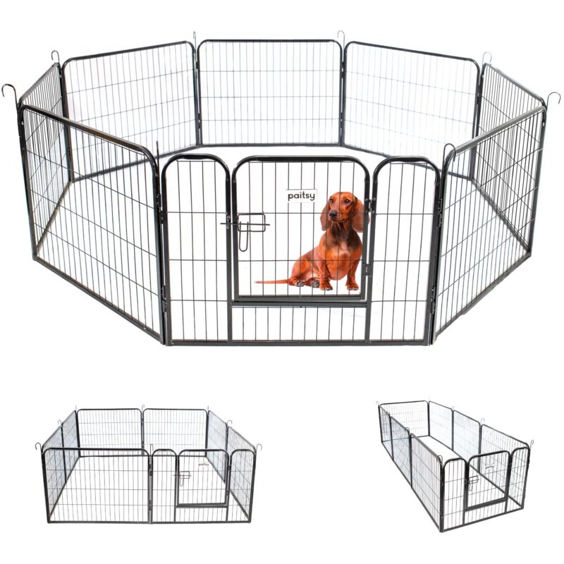 foto del prodotto paitsy recinto per cani, cuccioli e conigli gardeo80x60x8, 8 pannelli 80x60cm, 2,56m2, modulabile, per interni ed esterni, pieghevole, garanzia 5