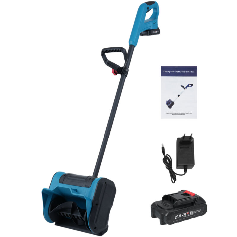 foto del prodotto pala da neve 21v alimentato a batteria soffiatore elettrico per rimozione spazzole con impugnatura ausiliaria 2.0ah li ion e caricabatterie eosnow
