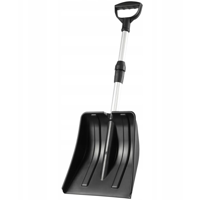 foto del prodotto pala da neve pieghevole per auto in alluminio con manico telescopico in alluminio e pala da neve in plastica e alluminio nero - kadax