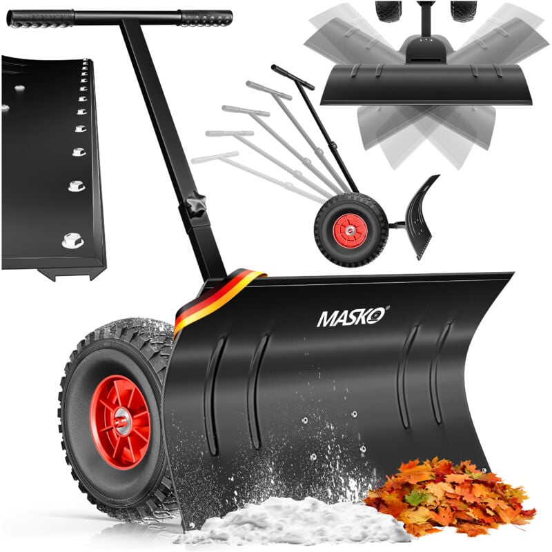 foto del prodotto pala da neve regolabile in altezza su ruote - sgombero neve regolabile in altezza in 5 posizioni pala da neve comoda per la schiena lama da neve nero